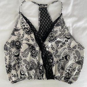 Paisley and Black Lace Crop Top